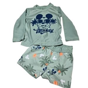 Disney Mint Green Mickey Toddler Swim Set